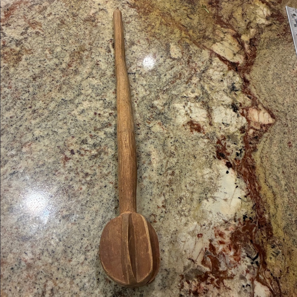 Antique 1900’s Primitive Carved Wood Mixer/ Whisk   Spin Between Hands - 14” - Picture 5 of 8